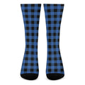 Blue And Black Buffalo Plaid Print Crew Socks