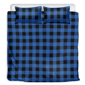 Blue And Black Buffalo Plaid Print Duvet Cover Bedding Set