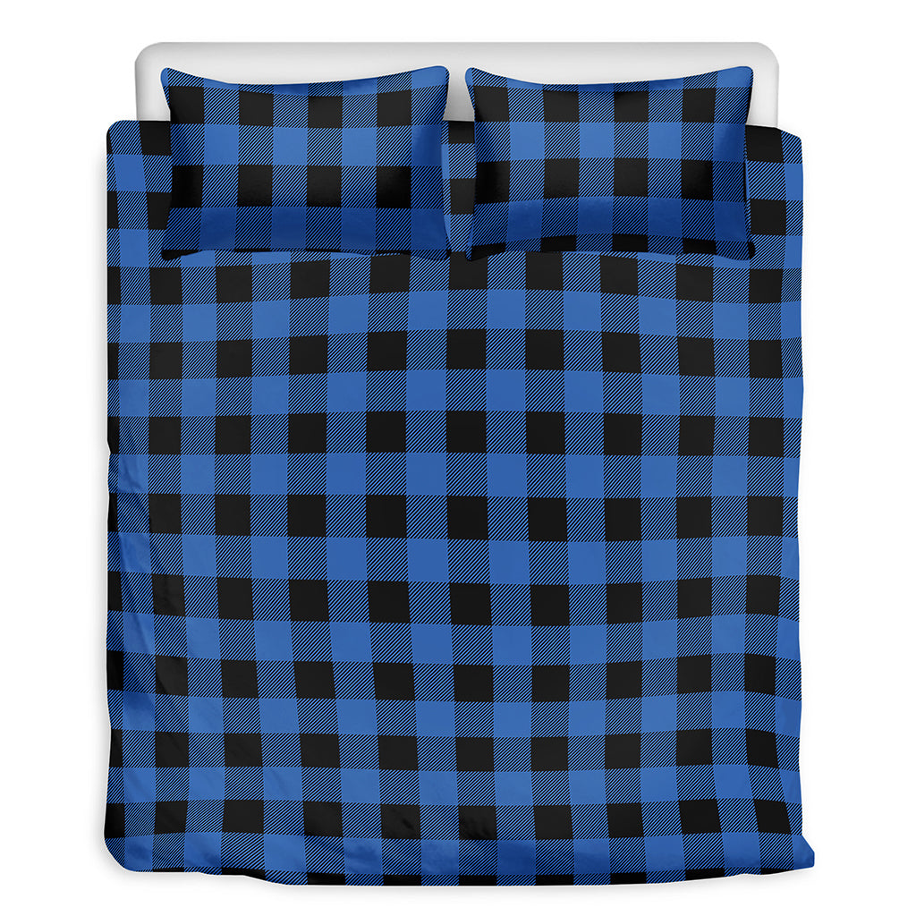 Blue And Black Buffalo Plaid Print Duvet Cover Bedding Set