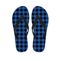 Blue And Black Buffalo Plaid Print Flip Flops