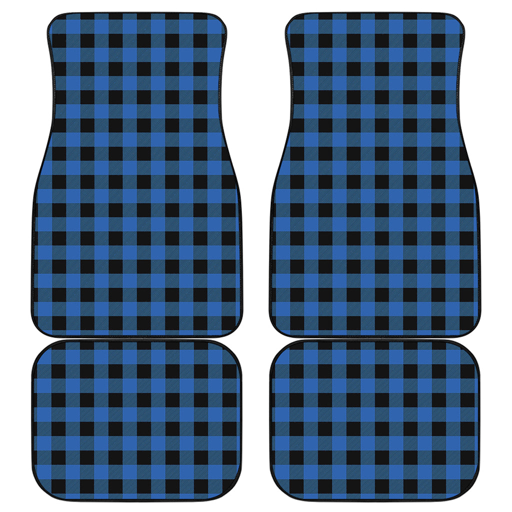 Blue And Black Buffalo Plaid Print Front and Back Car Floor Mats