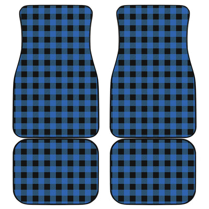 Blue And Black Buffalo Plaid Print Front and Back Car Floor Mats