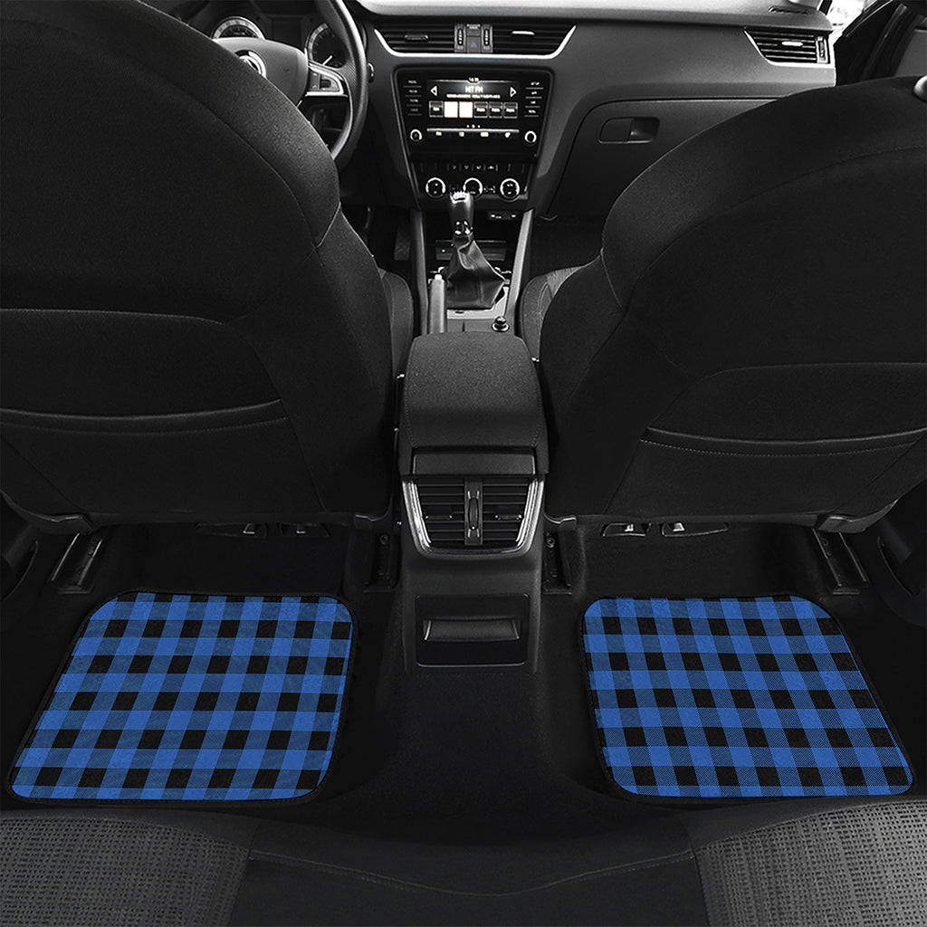 Blue And Black Buffalo Plaid Print Front and Back Car Floor Mats