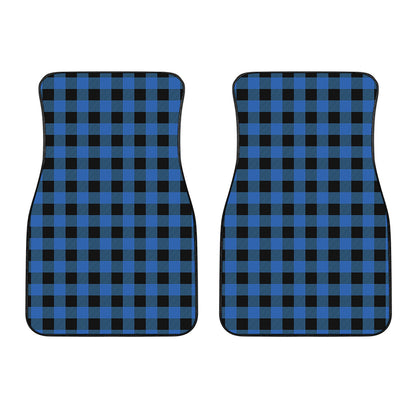 Blue And Black Buffalo Plaid Print Front Car Floor Mats
