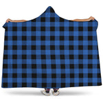 Blue And Black Buffalo Plaid Print Hooded Blanket
