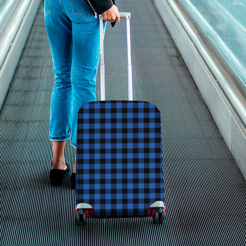 Blue And Black Buffalo Plaid Print Luggage Cover