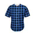 Blue And Black Buffalo Plaid Print Men's Baseball Jersey