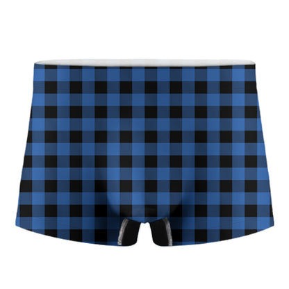 Blue And Black Buffalo Plaid Print Men's Boxer Briefs