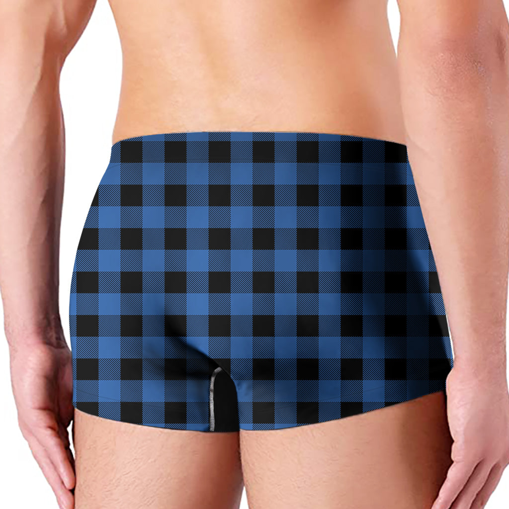 Blue And Black Buffalo Plaid Print Men's Boxer Briefs