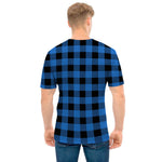 Blue And Black Buffalo Plaid Print Men's T-Shirt