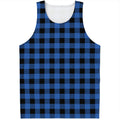 Blue And Black Buffalo Plaid Print Men's Tank Top