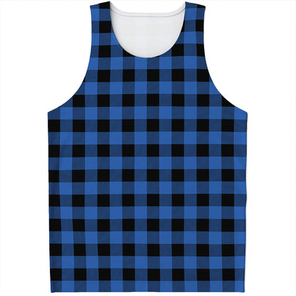 Blue And Black Buffalo Plaid Print Men's Tank Top