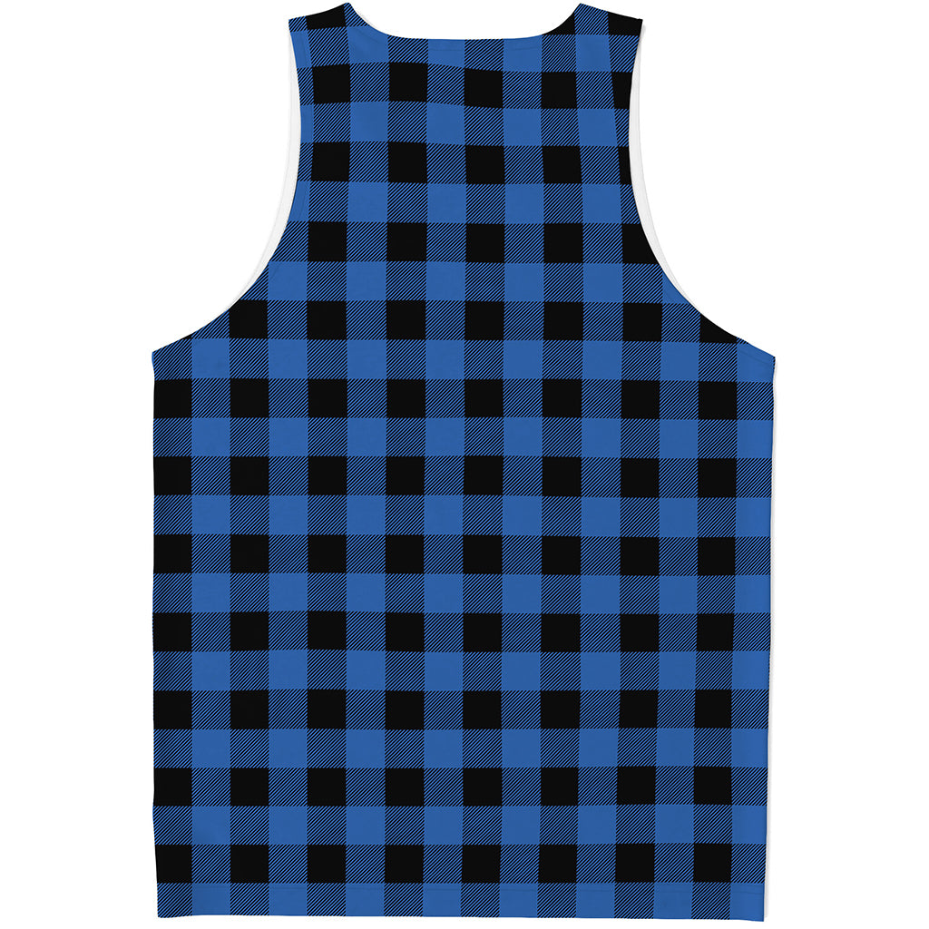 Blue And Black Buffalo Plaid Print Men's Tank Top