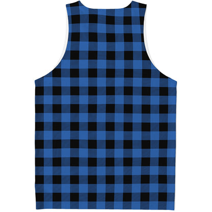 Blue And Black Buffalo Plaid Print Men's Tank Top