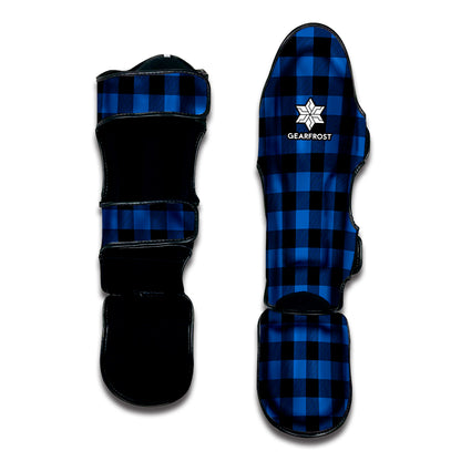 Blue And Black Buffalo Plaid Print Muay Thai Shin Guard
