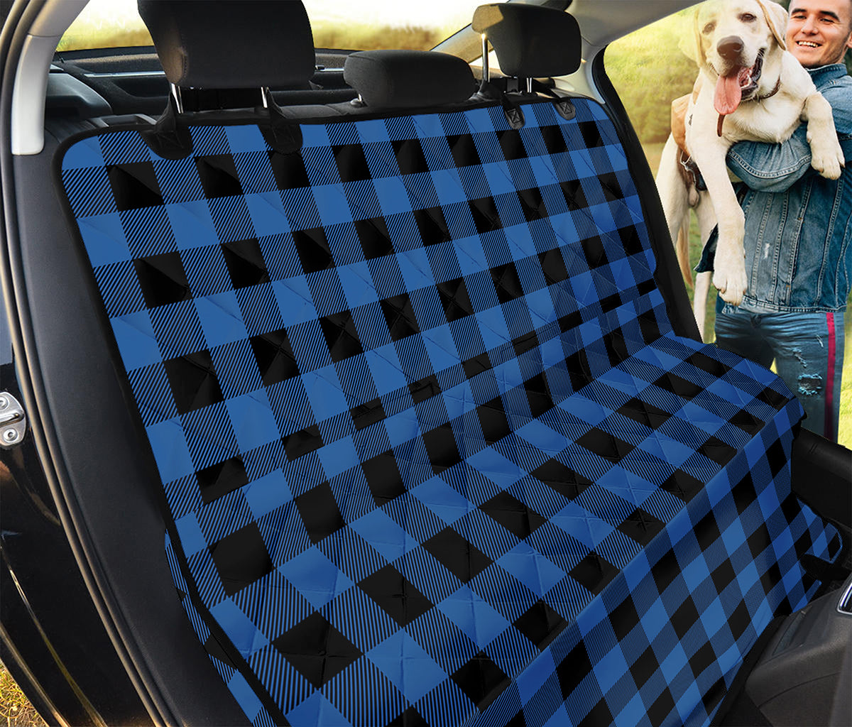 Blue And Black Buffalo Plaid Print Pet Car Back Seat Cover