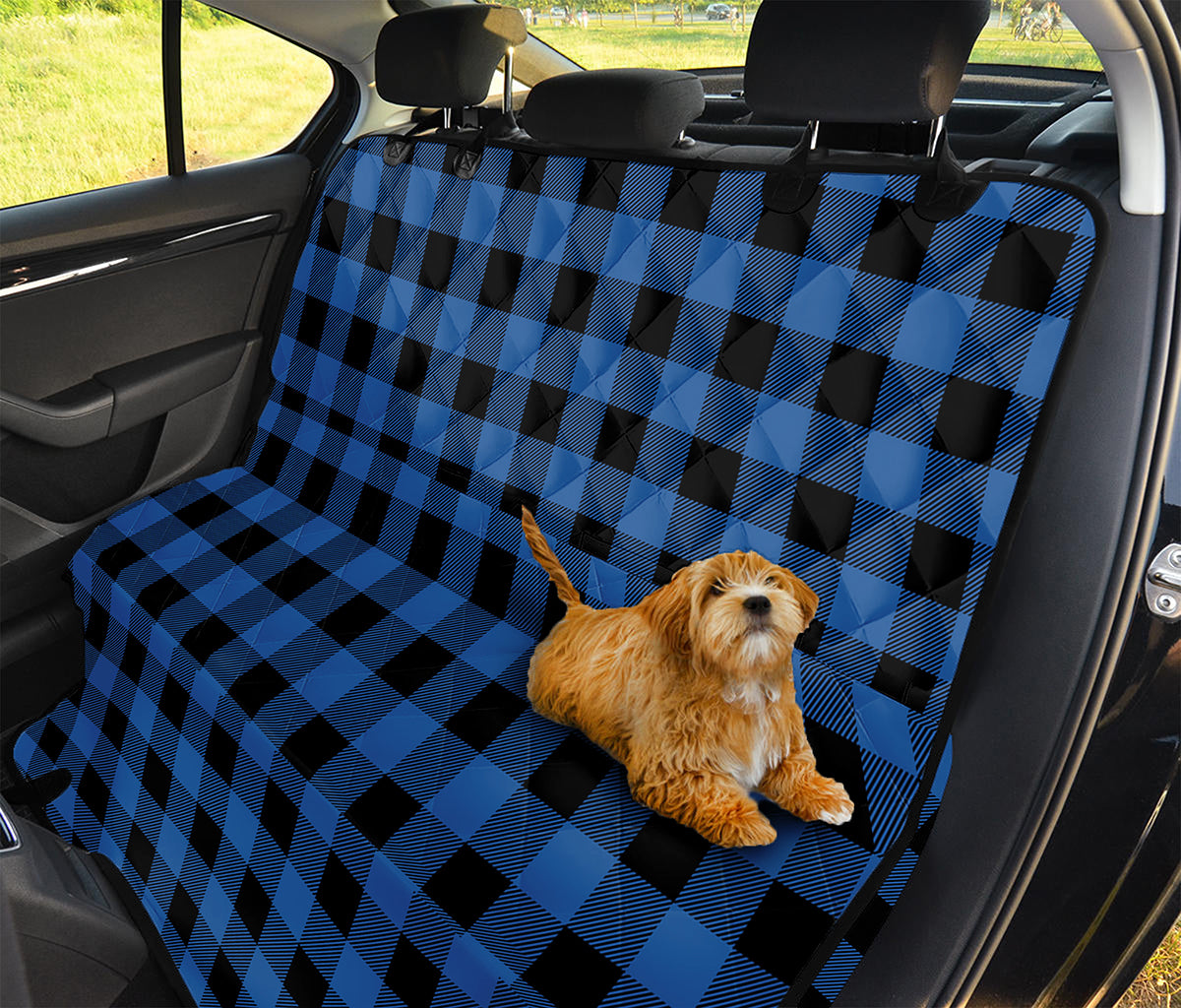 Blue And Black Buffalo Plaid Print Pet Car Back Seat Cover