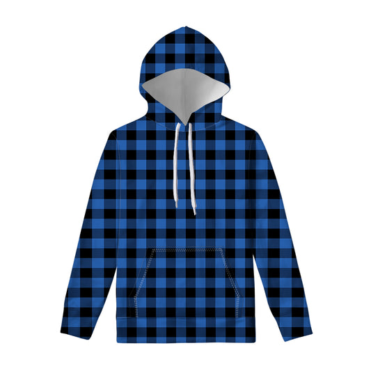 Blue And Black Buffalo Plaid Print Pullover Hoodie