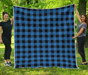 Blue And Black Buffalo Plaid Print Quilt