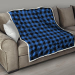 Blue And Black Buffalo Plaid Print Quilt