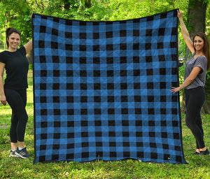 Blue And Black Buffalo Plaid Print Quilt