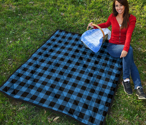 Blue And Black Buffalo Plaid Print Quilt