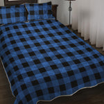 Blue And Black Buffalo Plaid Print Quilt Bed Set