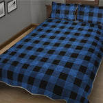 Blue And Black Buffalo Plaid Print Quilt Bed Set