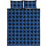Blue And Black Buffalo Plaid Print Quilt Bed Set
