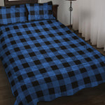 Blue And Black Buffalo Plaid Print Quilt Bed Set