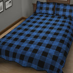 Blue And Black Buffalo Plaid Print Quilt Bed Set