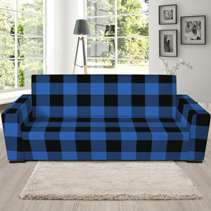 Blue And Black Buffalo Plaid Print Sofa Slipcover