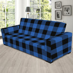 Blue And Black Buffalo Plaid Print Sofa Slipcover