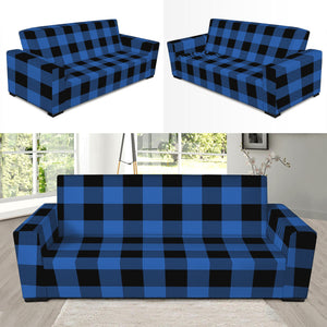 Blue And Black Buffalo Plaid Print Sofa Slipcover