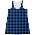 Blue And Black Buffalo Plaid Print Women's Racerback Tank Top