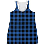 Blue And Black Buffalo Plaid Print Women's Racerback Tank Top