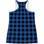 Blue And Black Buffalo Plaid Print Women's Racerback Tank Top