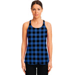 Blue And Black Buffalo Plaid Print Women's Racerback Tank Top