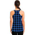 Blue And Black Buffalo Plaid Print Women's Racerback Tank Top