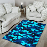 Blue And Black Camouflage Print Area Rug GearFrost