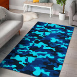 Blue And Black Camouflage Print Area Rug GearFrost