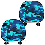 Blue And Black Camouflage Print Car Headrest Covers