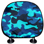 Blue And Black Camouflage Print Car Headrest Covers