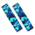 Blue And Black Camouflage Print Car Seat Belt Covers