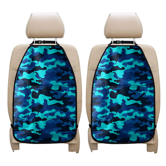 Blue And Black Camouflage Print Car Seat Organizers