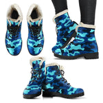 Blue And Black Camouflage Print Comfy Boots GearFrost