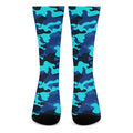 Blue And Black Camouflage Print Crew Socks