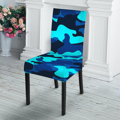 Blue And Black Camouflage Print Dining Chair Slipcover