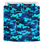 Blue And Black Camouflage Print Duvet Cover Bedding Set