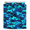 Blue And Black Camouflage Print Duvet Cover Bedding Set